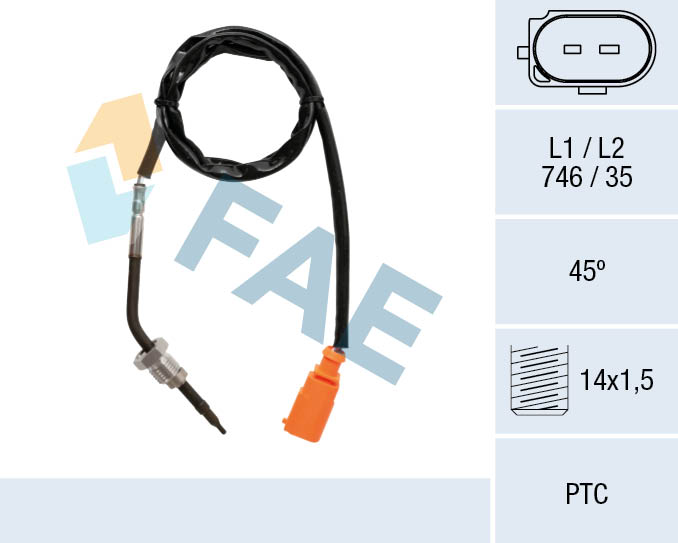 FAE Sensor, udstødningsgastemperatur 68035 efter partikelfilter for AUDI
