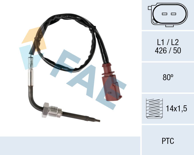 FAE Sensor, udstødningsgastemperatur 68036 foran partikelfilter for SEAT AUDI SKODA VW