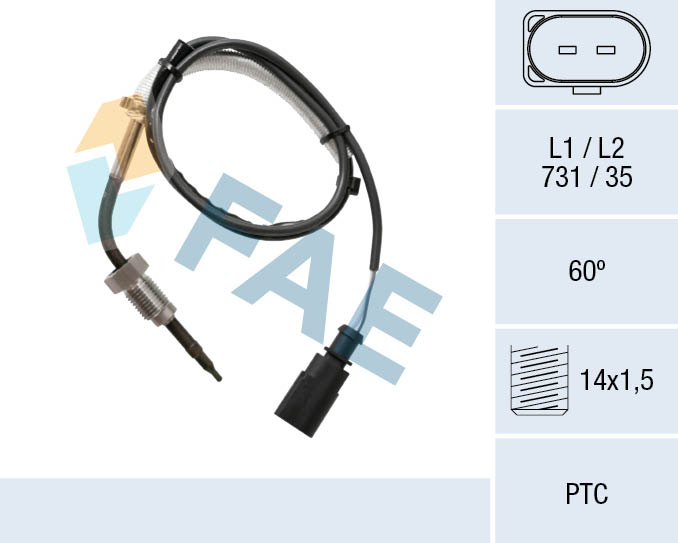 FAE Sensor, udstødningsgastemperatur 68056 før turbolader for VW