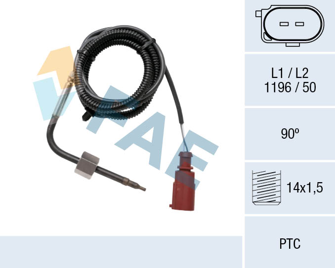 FAE Sensor, udstødningsgastemperatur 68062 foran partikelfilter for SKODA