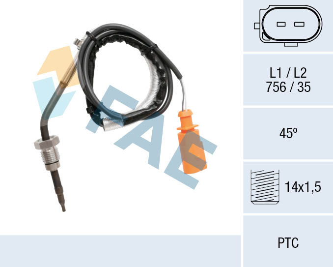 FAE Sensor, udstødningsgastemperatur 68064 efter partikelfilter for SKODA