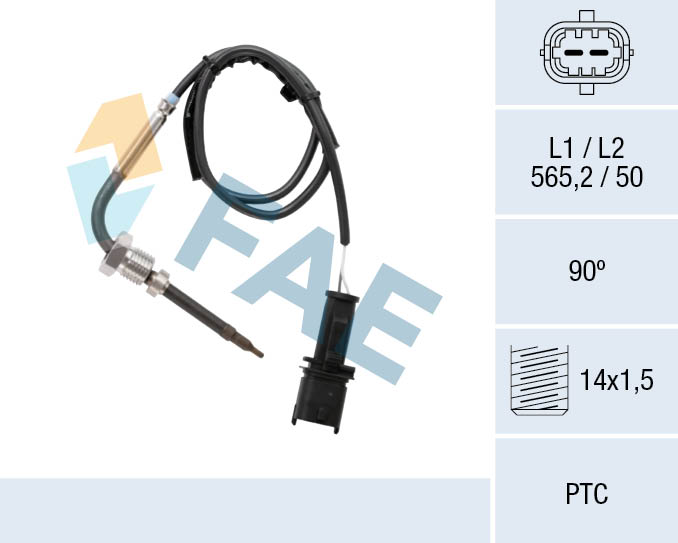 FAE Sensor, udstødningsgastemperatur 68074 for FIAT CITROËN CHRYSLER