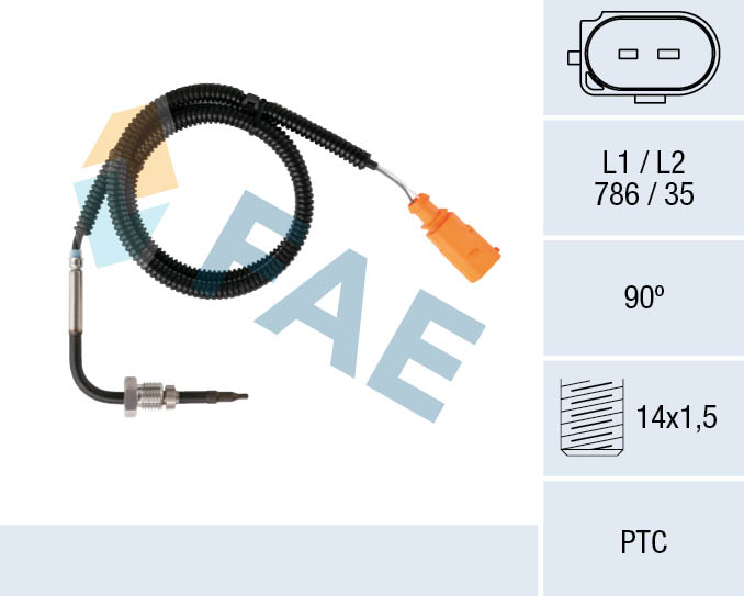 FAE Sensor, udstødningsgastemperatur 68079 efter partikelfilter for AUDI