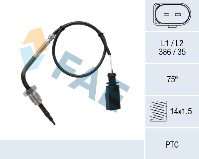 FAE Sensor, udstødningsgastemperatur 68084 før turbolader for VW AUDI PORSCHE