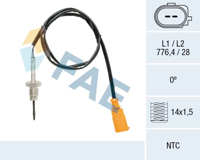 FAE Sensor, udstødningsgastemperatur 68608 for AUDI VW