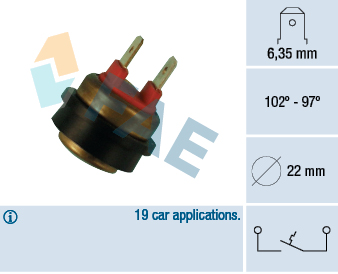 FAE Temperaturkontakt, kølerventilator 36290 for VOLVO HONDA ROVER