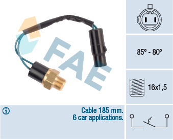 FAE Temperaturkontakt, kølerventilator 36610 for GENERAL MOTORS HYUNDAI MITSUBISHI ISUZU STANDARD AUTOMOBILE