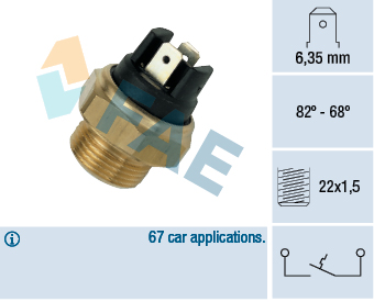 FAE Temperaturkontakt, kølerventilator 37350 for PEUGEOT INNOCENTI SEAT STANDARD AUTOMOBILE