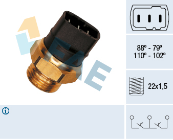 FAE Temperaturkontakt, kølerventilator 37840 for SEAT
