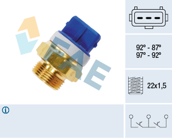 FAE Temperaturkontakt, kølerventilator 37920 for PEUGEOT CITROËN FIAT