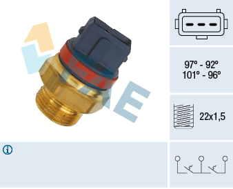 FAE Temperaturkontakt, kølerventilator 37930 for PEUGEOT CITROËN LANCIA FIAT