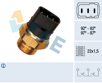 FAE Temperaturkontakt, kølerventilator 38150 for AUDI VW