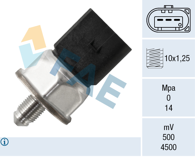 FAE Sensor, brændstoftryk 15631 for VW SEAT