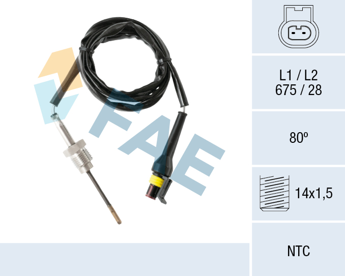 FAE Sensor, udstødningsgastemperatur 68609 for VW SKODA SEAT