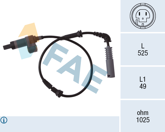 FAE ABS Sensor 78018 foraksel for STANDARD AUTOMOBILE BMW
