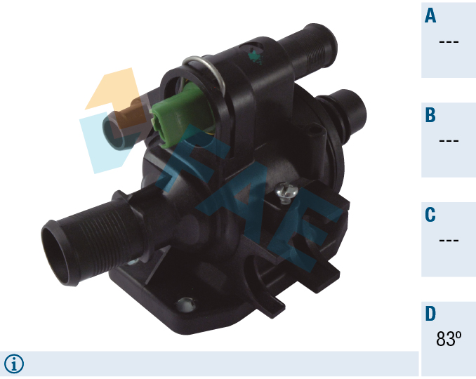 FAE Termostat, kølemiddel 5306383 for FORD VOLVO MAZDA CITROËN/PEUGEOT FIAT MINI