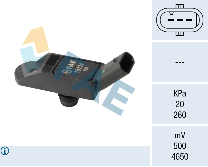 FAE Sensor, sugerørstryk 15134 for GENERAL MOTORS CITROËN PEUGEOT MINI