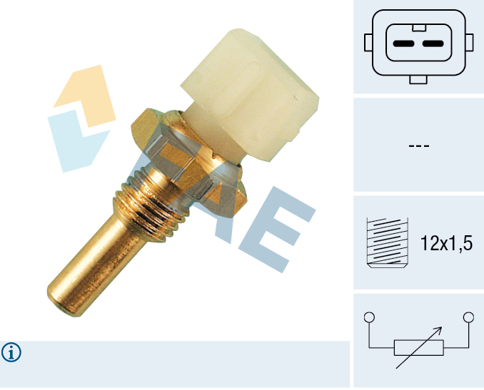 FAE Sensor, kølevæsketemp. 33020 for VOLVO OPEL FORD FIAT ALFA ROMEO GENERAL MOTORS SKODA BMW NISSAN RENAULT STANDARD AUTOMOBILE