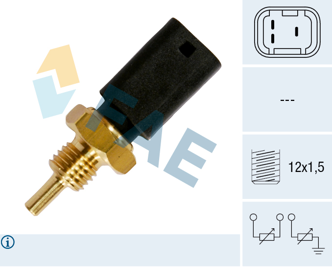 FAE Sensor, kølevæsketemp. 33724 for OPEL GENERAL MOTORS DACIA NISSAN RENAULT STANDARD AUTOMOBILE