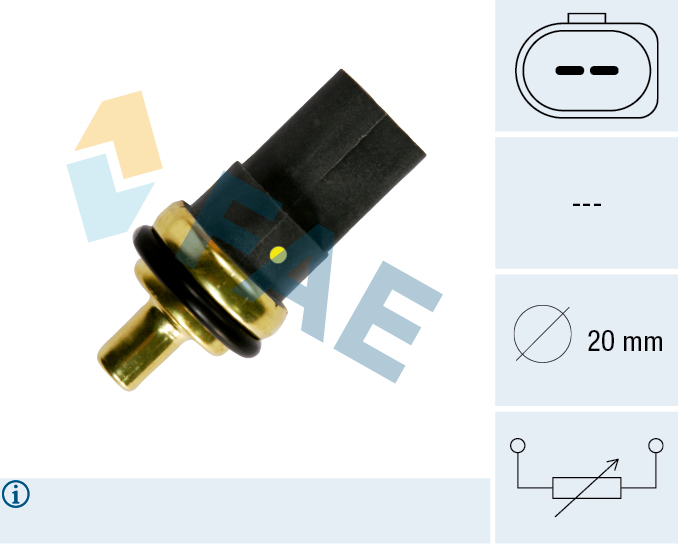 FAE Sensor, kølevæsketemp. 33784 for FORD AUDI SEAT BENTLEY CUPRA PORSCHE CHRYSLER MITSUBISHI JEEP MERCEDES-BENZ MAN STANDARD AUTOMOBILE