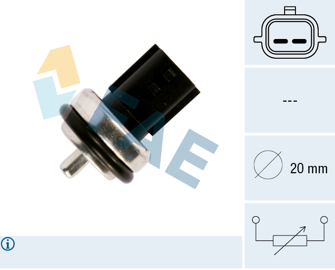 FAE Sensor, kølevæsketemp. 33811 for OPEL VAUXHALL GENERAL MOTORS MERCEDES-BENZ RENAULT NISSAN FIAT SMART DACIA SUZUKI STANDARD AUTOMOBILE