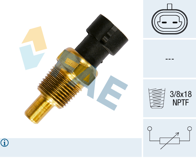 FAE Sensor, kølevæsketemp. 33340 for OPEL CHRYSLER VOLVO GENERAL MOTORS LANCIA AMERICANMOTORS(FORD) AMC HOLDEN OLDSMOBILE BUICK ISUZU STANDARD AUTOMO