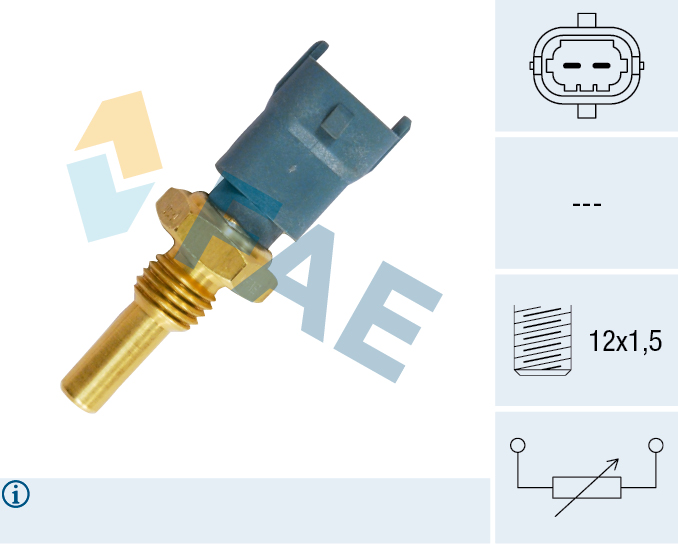FAE Sensor, kølevæsketemp. 33490 for OPEL SAAB GENERAL MOTORS CADILLAC SATURN VOLVO MASERATI ALFA ROMEO LANCIA FIAT IVECO HOLDEN IRISBUS MAHINDRA JEE