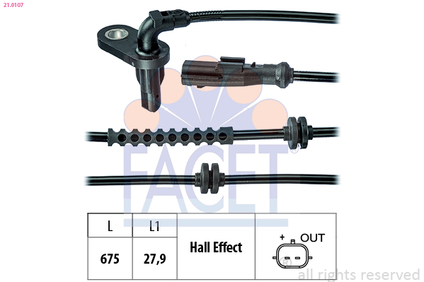 FACET ABS Sensor 210107 for RENAULT