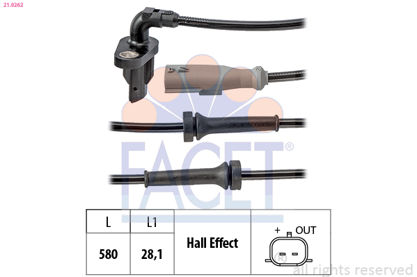 FACET ABS Sensor 210262 for MERCEDES-BENZ RENAULT