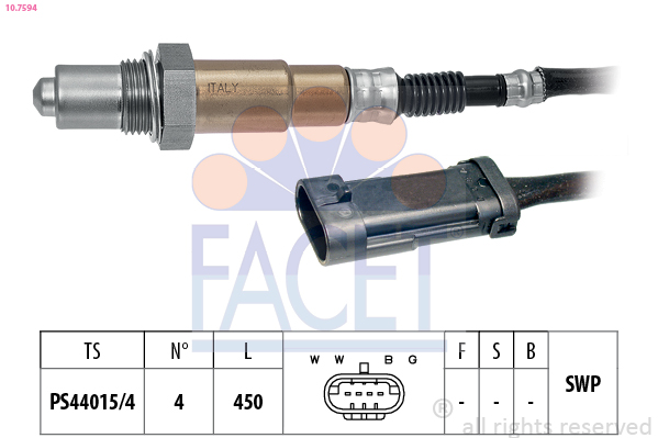 FACET Lambdasonde 107594 for NISSAN PEUGEOT DACIA RENAULT