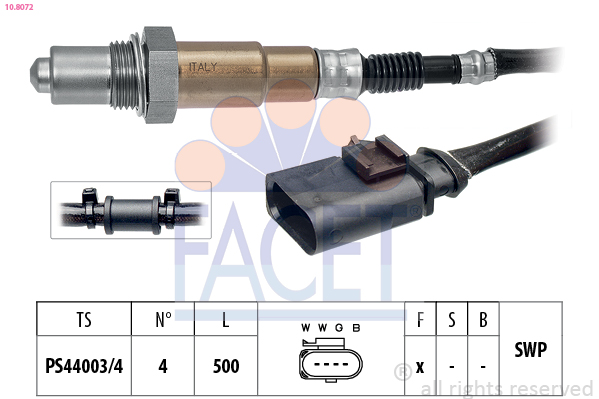FACET Lambdasonde 108072 for VW SEAT