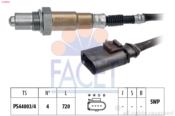 FACET Lambdasonde 108056 for SKODA SEAT VW