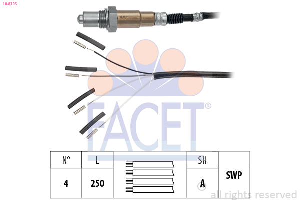 FACET Lambdasonde 108235 for OPEL FORD FORD USA BMW VOLVO GENERAL MOTORS SAAB ALFA ROMEO LANCIA CADILLAC MASERATI SSANGYONG DR VW AUDI ROLLS-ROYCE JA