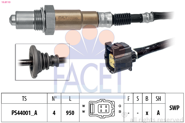FACET Lambdasonde 108110 for PEUGEOT MITSUBISHI