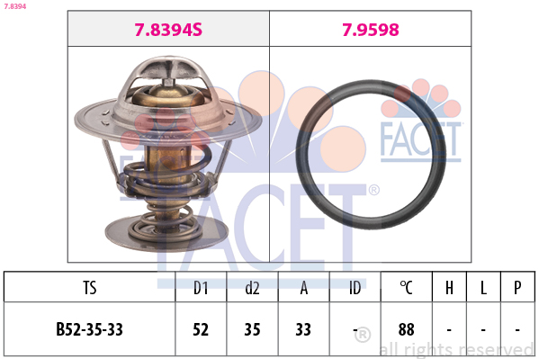 FACET Termostat, kølemiddel 78394 for FORD MAZDA