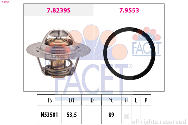 FACET Termostat, kølemiddel 78290 for PEUGEOT CITROËN FIAT LANCIA