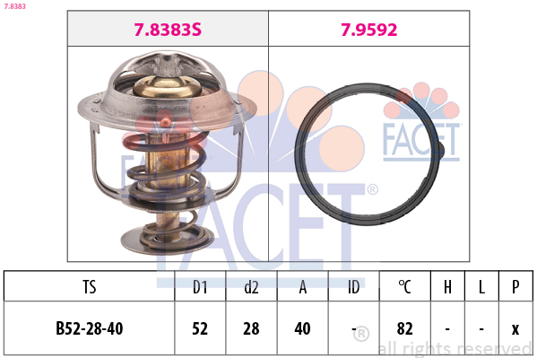 FACET Termostat, kølemiddel 78383 for FORD FORD USA MAZDA