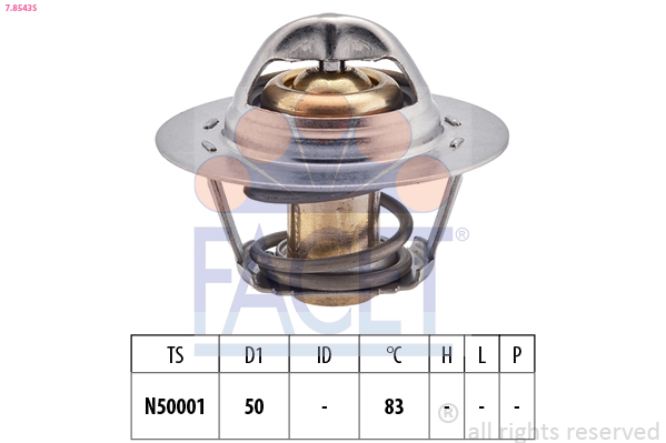 FACET Termostat, kølemiddel 78543s for NISSAN DACIA