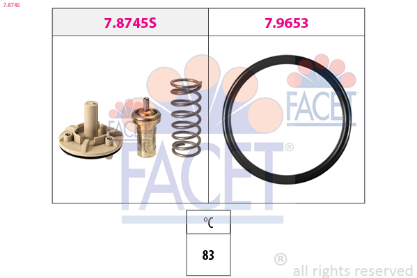 FACET Termostat, kølemiddel 78745 for VW SKODA
