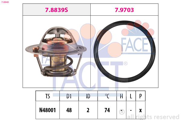 FACET Termostat, kølemiddel 78840 for FORD
