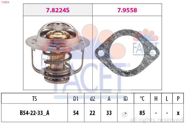 FACET Termostat, kølemiddel 78224 for OPEL VAUXHALL HONDA MAZDA