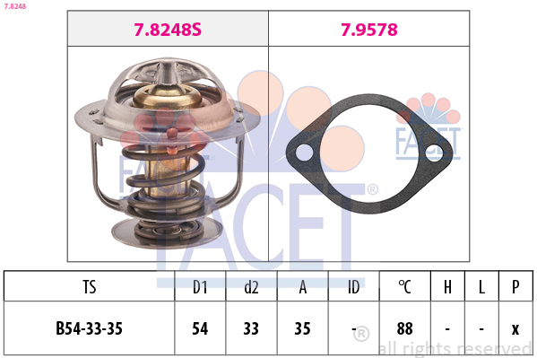 FACET Termostat, kølemiddel 78248 for HYUNDAI