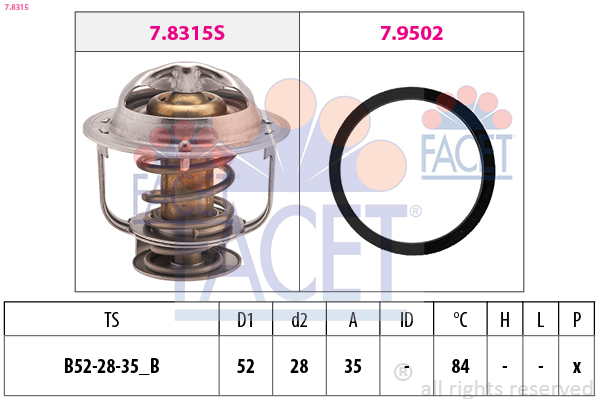 FACET Termostat, kølemiddel 78315 for DAIHATSU