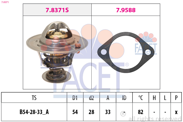 FACET Termostat, kølemiddel 78371 for KIA