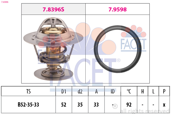 FACET Termostat, kølemiddel 78396 for FORD MAZDA
