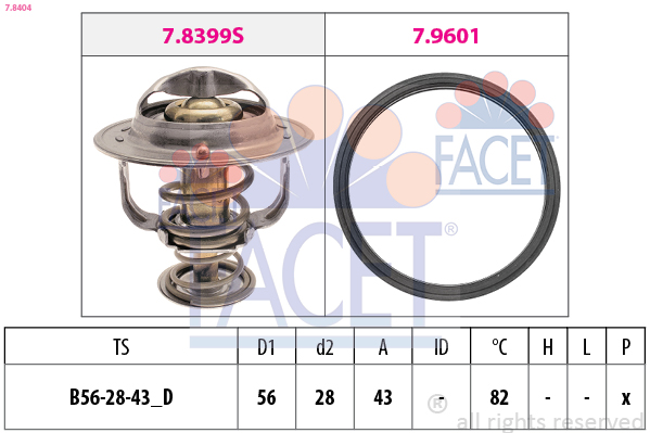 FACET Termostat, kølemiddel 78404 for VOLVO MITSUBISHI SMART