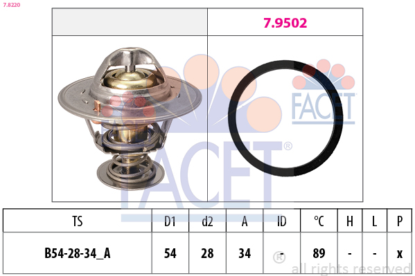 FACET Termostat, kølemiddel 78220 for SAAB GENERAL MOTORS