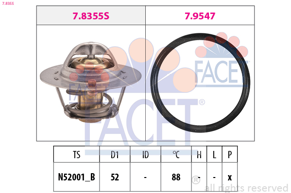 FACET Termostat, kølemiddel 78355 for DAIHATSU TOYOTA