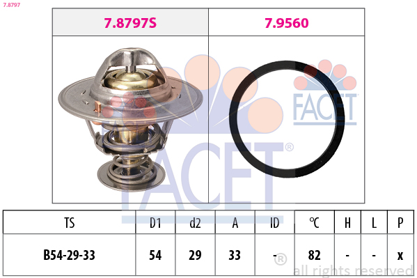 FACET Termostat, kølemiddel 78797 for OPEL CHEVROLET
