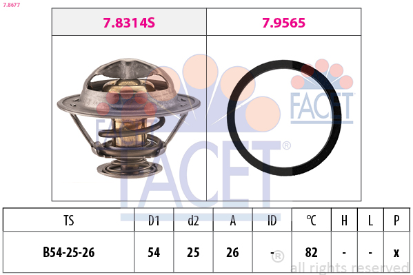 FACET Termostat, kølemiddel 7.8677 for PEUGEOT